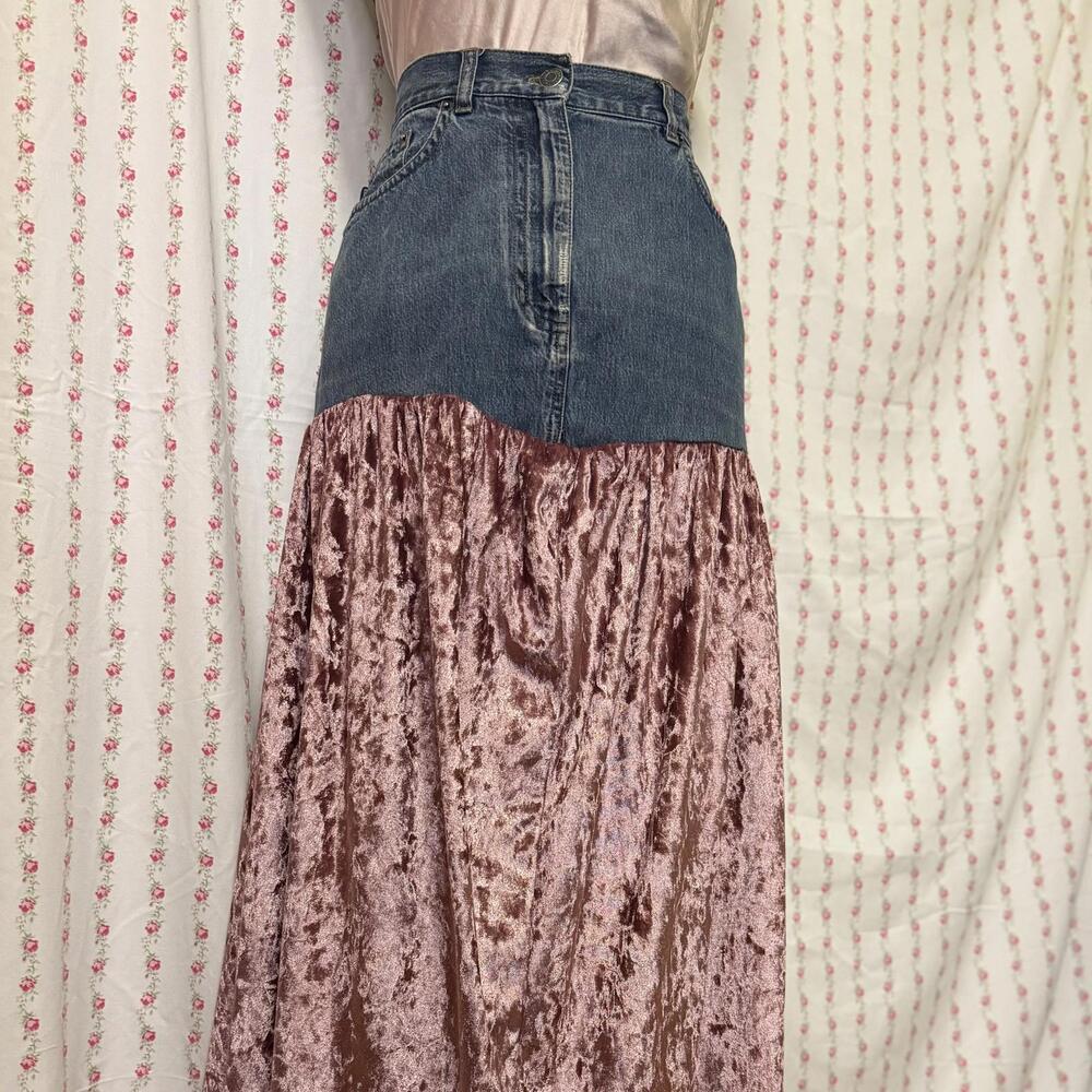 NWT Urban Renewal Vintage Ralph Lauren Denim + Crushed Velvet Maxi size S/M